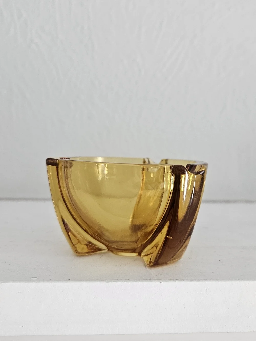 Vintage Art Deco/MCM Space Age Amber Murano Glass Ash Tray
